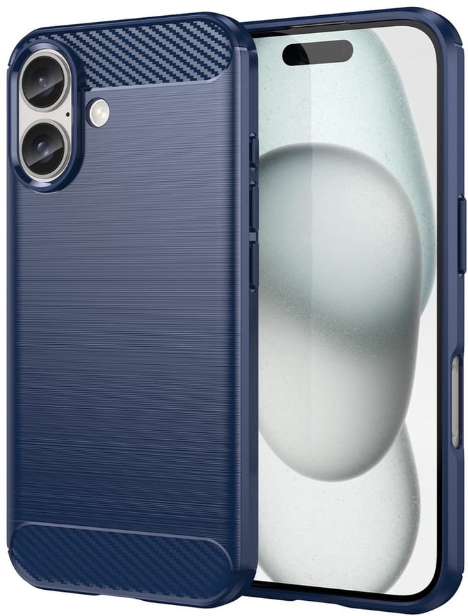 Mobiq Carbon Look Hoesje geschikt voor iPhone 16 Plus - Flexibele TPU Case