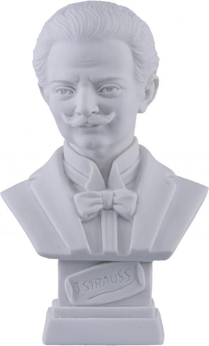 Music Gifts - Albast borstbeeld Strauss - 11 cm