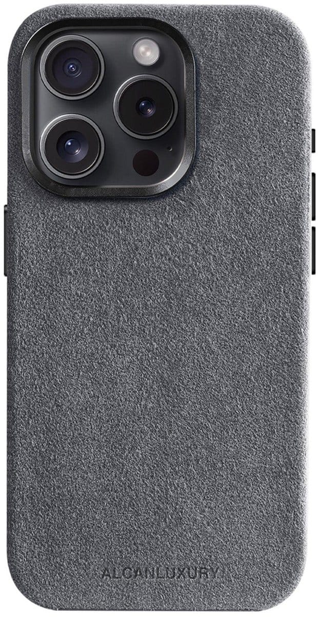 Alcanluxury Alcantara telefoonhoesje geschikt voor Apple iPhone 15 Pro Max - Nardo Grey