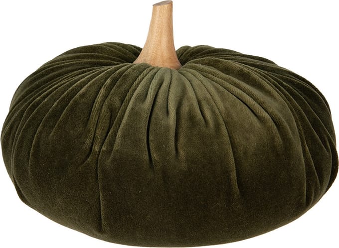 Clayre & Eef Decoratie Pompoen Ø 25x16 cm Groen Polyester Herfst decoratie