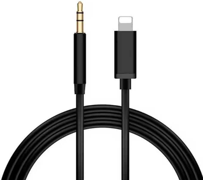 New Age Devi - 8-pins-35 mm audio AUX kabel-iPhoneiPadiPod--iOS ondersteuning-1m lengte-Zwart-Autoradio