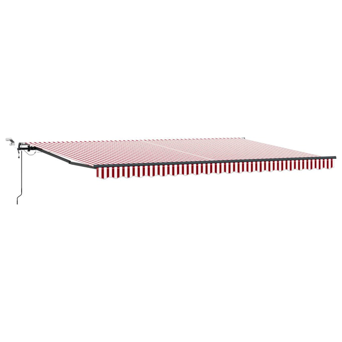 vidaXL - Uitschuifbare - luifel - Rood - en - Wit - 500 - × - 300 - cm - Polyester