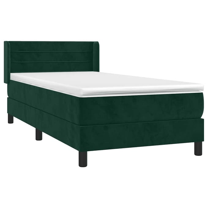 vidaXL - Boxspring - met - matras - fluweel - donkergroen - 90x190 - cm