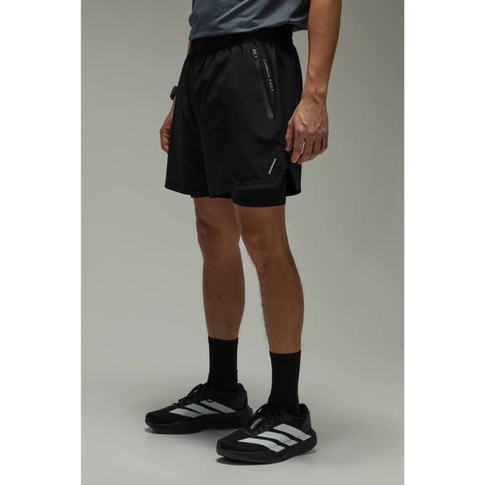 Gewone Tempo Hardloop 2-in-1 Dubbele Tailleband 5inch Short | Black | Size Medium