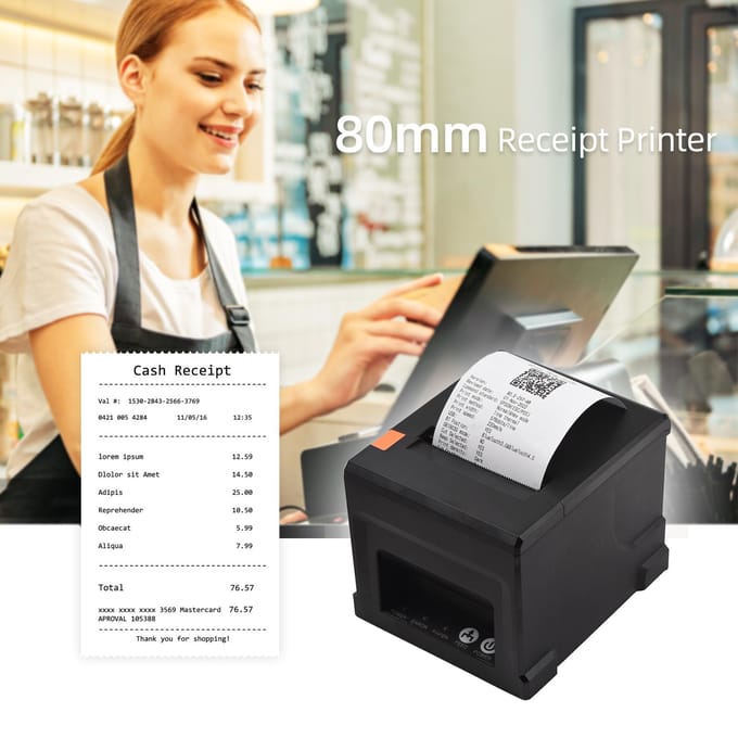 80 mm USB+LAN-bonprinter POS-printer met automatische snijder Desktop direct thermisch afdrukken UK-3