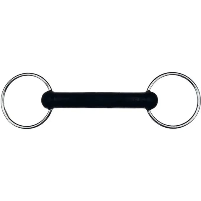 2 ring bit voor rechte paarden met rubber Feeling