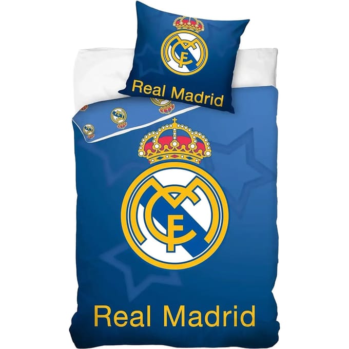 Real Madrid C.F. Dekbedovertrek - Eenpersoons - 140x200 cm - Blue
