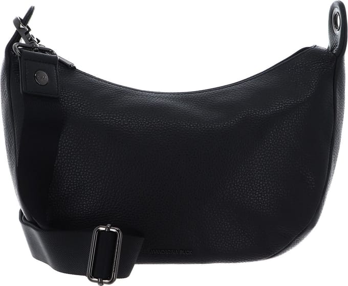 MANDARINA DUCK Leren Schoudertas Mellow Leather Hobo Bag Nero Zwart