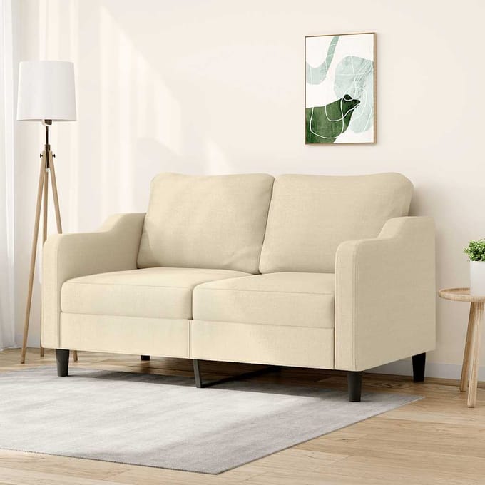 vidaXL - Tweezitsbank - 140 - cm - stof - crèmekleurig