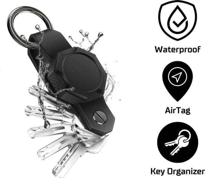 Tectier AirTag Sleutelhanger Sleutelorganizer Waterdicht - Zwart