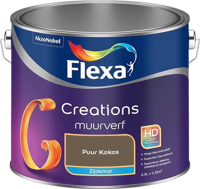 Flexa - Creations Muurverf Zijdemat - Puur Kokos - Mengverf - 2,5 L