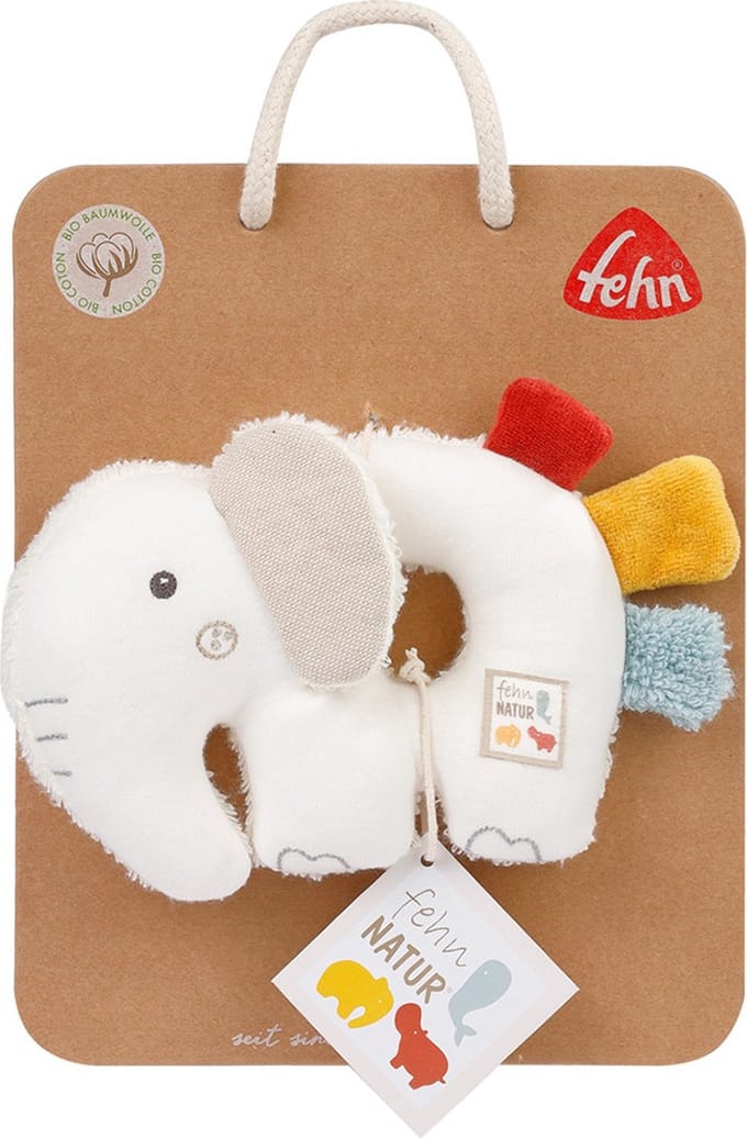Fehn fehnNATUR - Soft ring rattle elephant