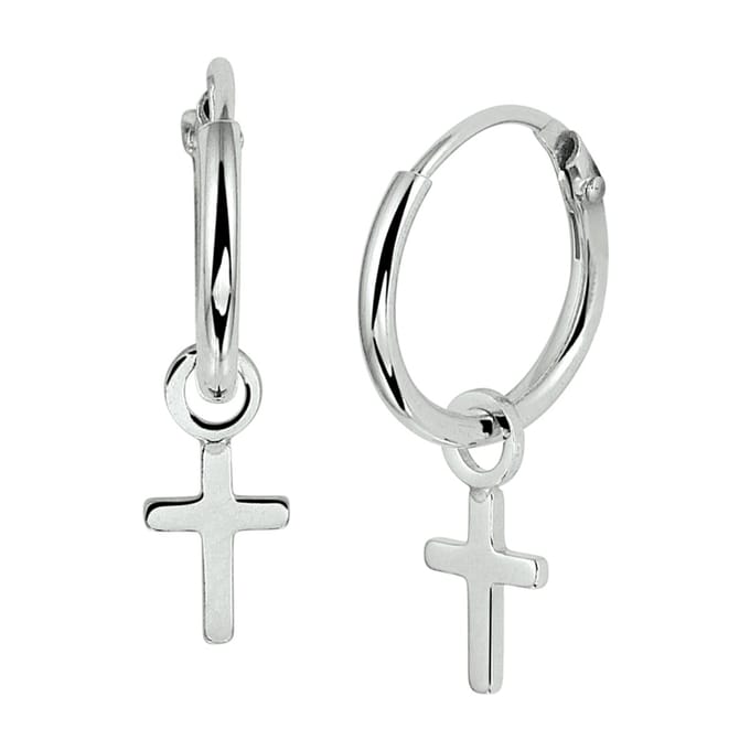 Glams oorringen kruis - 12 mm - Zilver
