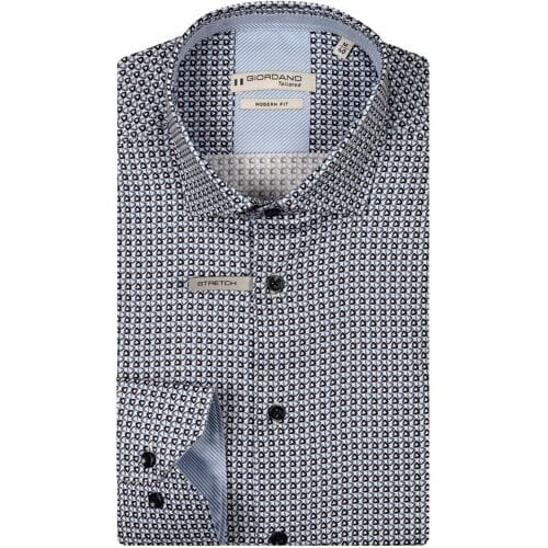 Giordano Overhemd Maggiore Satin Stretch Graphic Triangles Pattern Navy-Multi / male