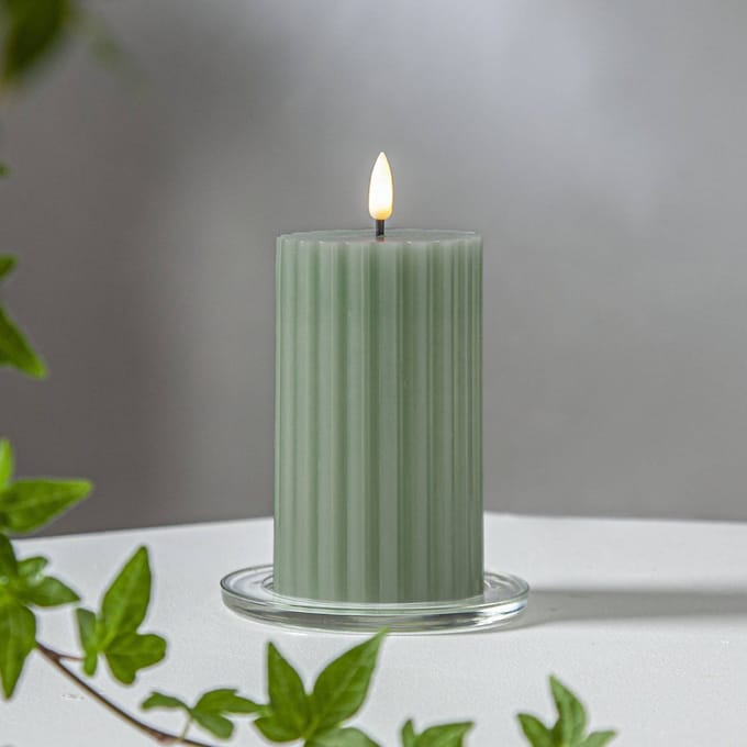 Star Trading LED-kaars van echte was 'Flame Stripe', flikkerend, groen, 15cm