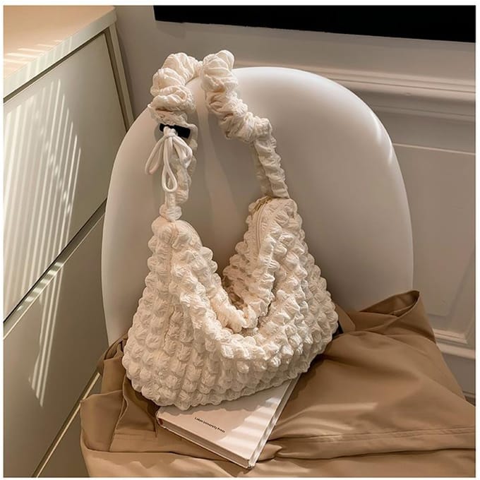 Sac fourre-tout tendance et souple, grande capacité, couleur unie, simple, à bulles, version coréenne brown