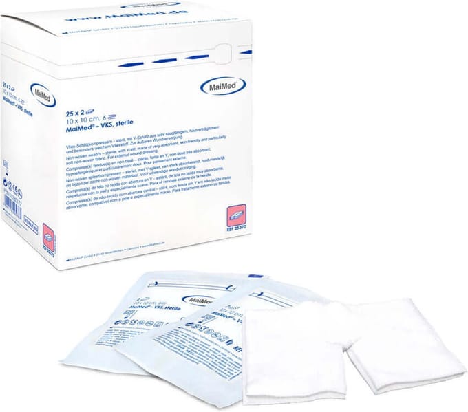 Maimed Non-woven split kompres 10x10cm- per 2 stuks steriel verpakt - (50 stuks)