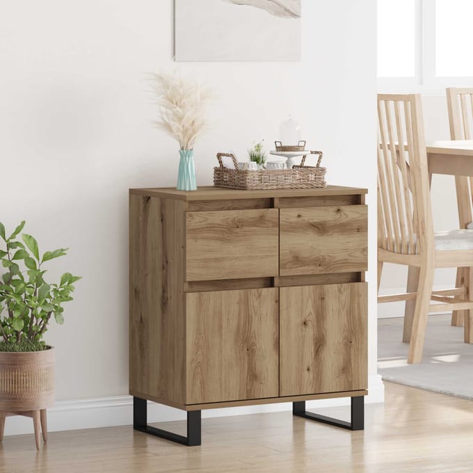 vidaXL Dressoir Artisan Eiken 60 x 35 x 70 cm Gemonteerd hout en ijzer