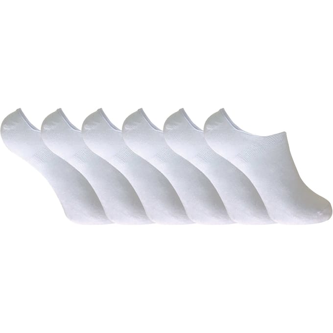 Set van 6 bamboe invisible trainersvoering voor dames - Wit