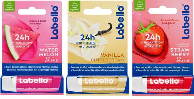 Labello Stick - Watermelon / Vanille / Strawberry - Voordeelverpakking 3 x 4.8 ml