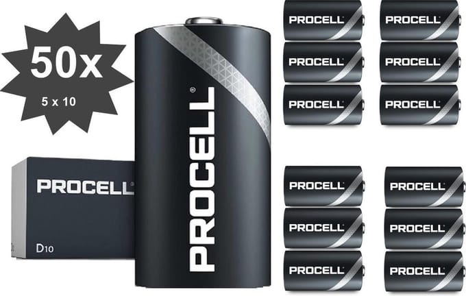 PROCELL  LR20 D Alkaline batterij - 50 Stuks (5 pakjes a 10st) -