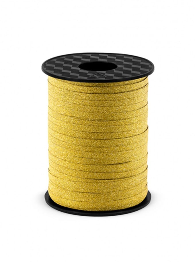 Lint - Glitter Goud - 225 m x 5 mm - Ballonlint - Een Stuk