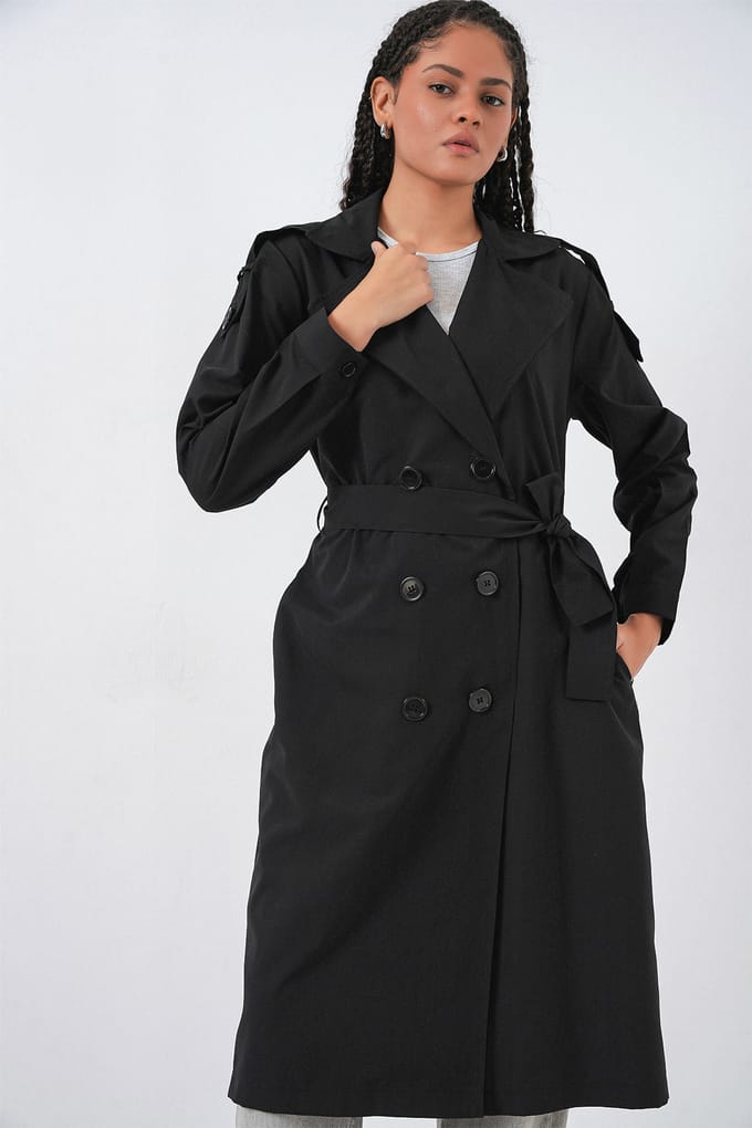 Lange Dubbel Breasted Trenchcoat