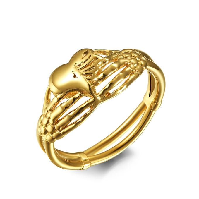 Keltische Hand die Liefde Vasthoudt Titanium Retro Ring Ring Roestvrij Staal Sieraden 10# beige