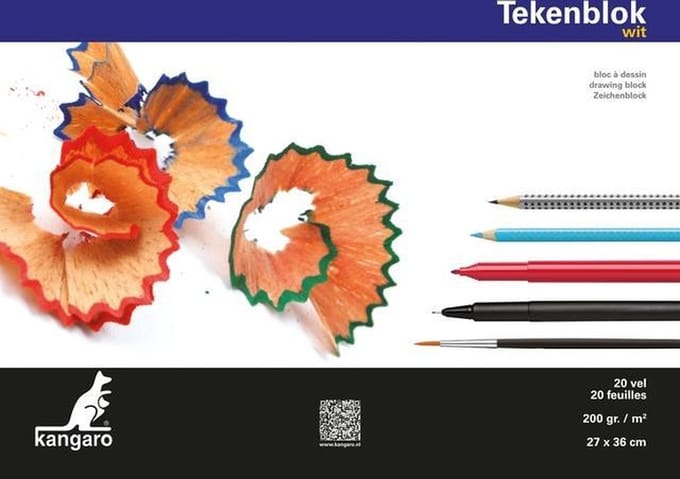 Kangaro tekenblok - 270x360mm - 200 grams - 20 vel - wit