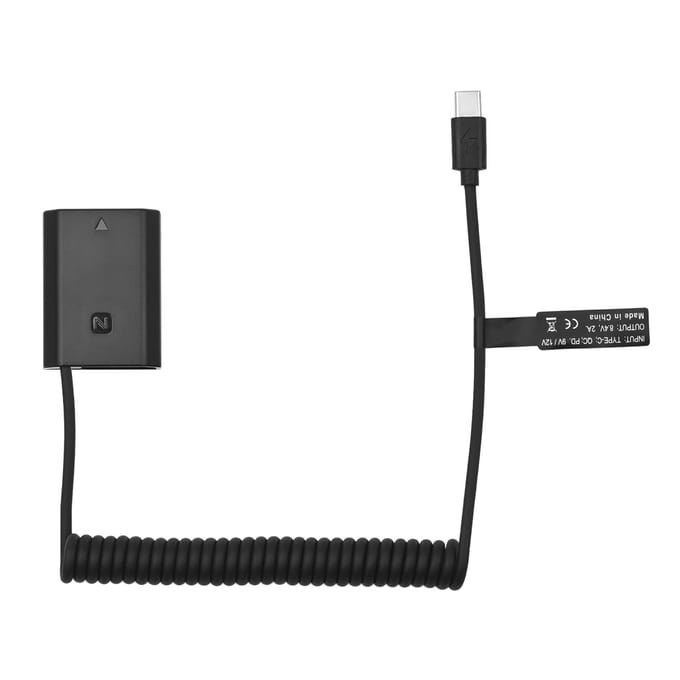 Andoer NP-FZ100 Dummy-batterij USB-C-koppeladapter met USB Type-C-veervoedingskabel Vervanging zwart