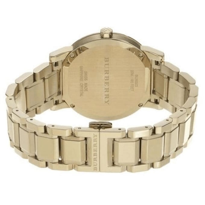 Burberry BU9003 Wit Wijzerplaat Roestvrij Staal Unisex Horloge 38mm goud