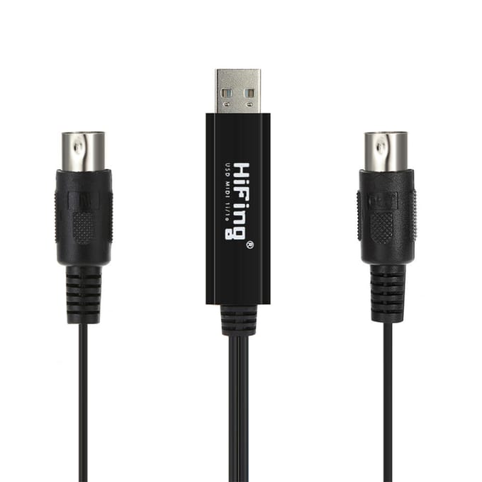 USB IN-OUT MIDI-kabel Eén in één uit-interface 5-pins lijnconverter PC naar muziektoetsenbordadapterkabel white