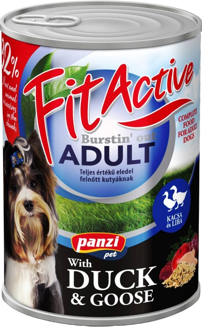 Fit Active - Hondenvoer - Natvoer hond - Blikvoer hond - Eend & gans smaak - 5 x 1240g