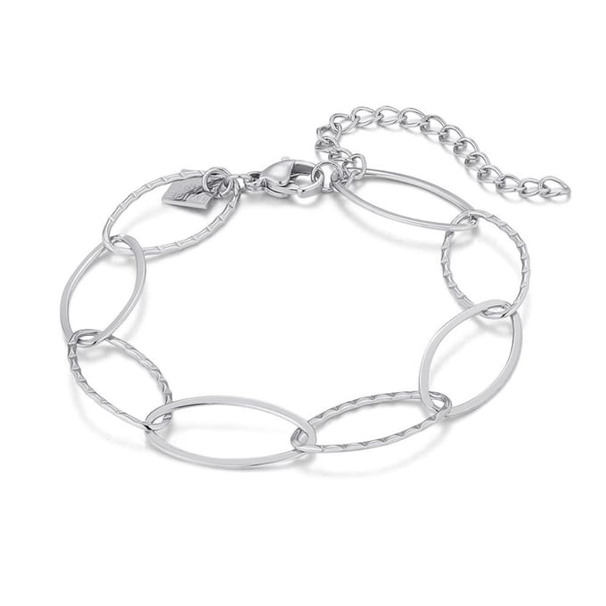 Twice As Nice Armband in edelstaal, open ovalen 16cm+5cm