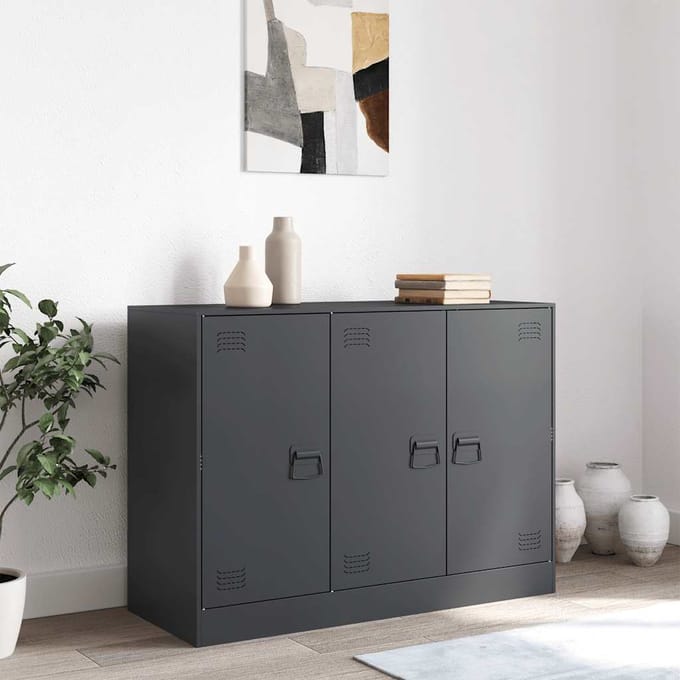 vidaXL - Dressoir - 99x39x73 - cm - staal - antracietkleurig