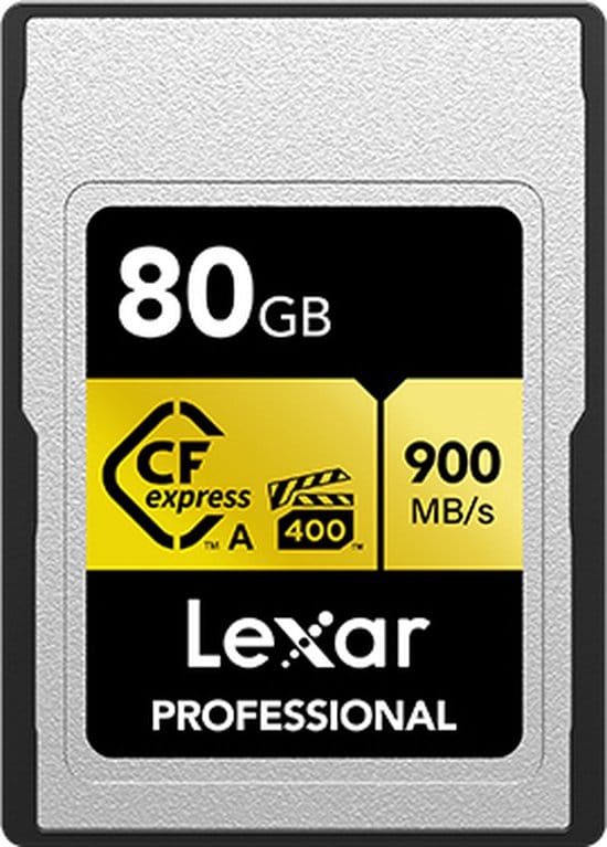 Lexar CFexpress PRO Type A Gold Series 80GB - Lezen 900MB/s, Schrijven 800MB/s - VPG400