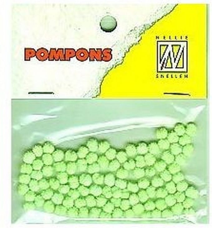 Nellie Snellen Pompoms Mini - 3mm - 100stuks - Col. 33 Neon Groen