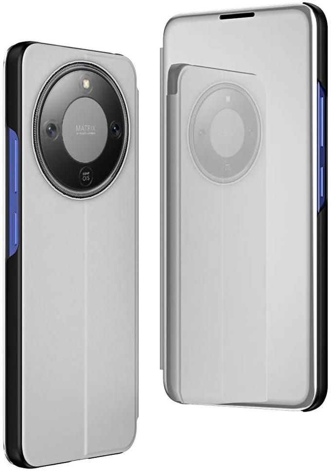 Hoesje geschikt voor HONOR Magic8 Lite - Phonesta Smart View Mirror Book Case - Zilver