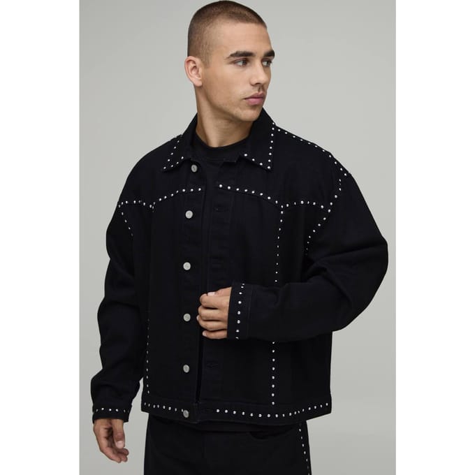 Geborduurd Western Boxy Denim Co-ord Jack | True Black | Size Medium