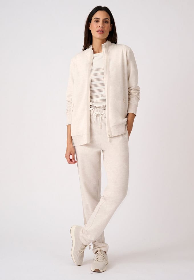 Damart - Joggingvest met rits van bouclé tricot - Dames - Beige - L