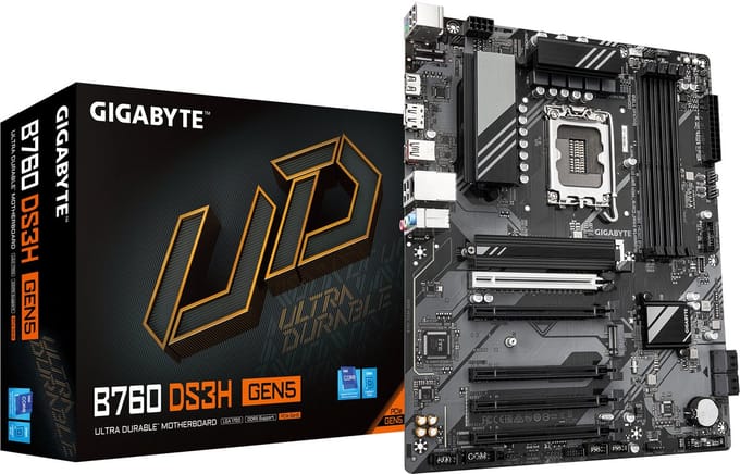 GIGABYTE B760 DS3H GEN5 Moederbord - Intel B760 - Intel LGA1700 - DDR5 RAM - ATX
