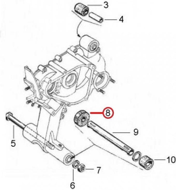motorsteun rms voor scooter piaggio 150 vespa px 1978-2017 059589 / links nieuw