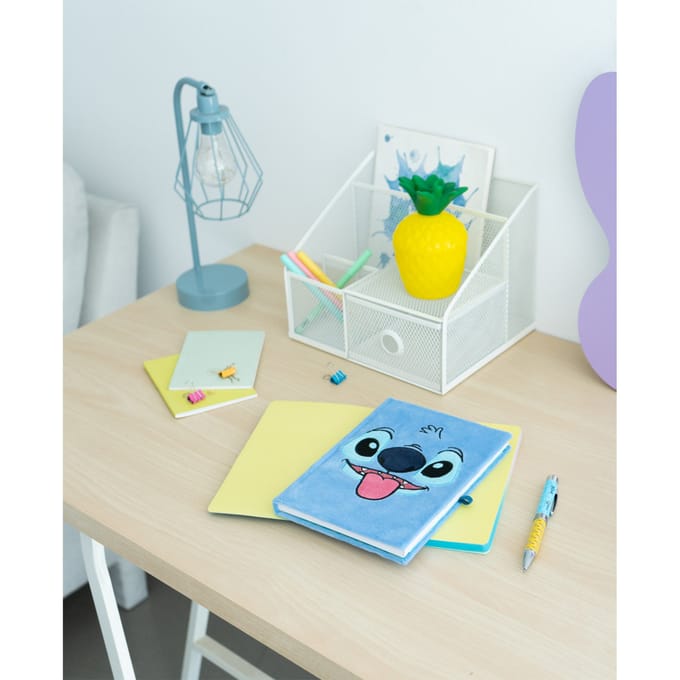 Disney Stitch Tropical A5 Premium Plush Cover Notebook With Projector Pen