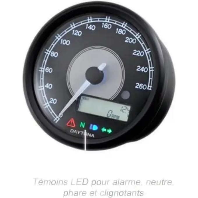 Wijzerteller met lcd toerenteller Daytona Velona 260km/h