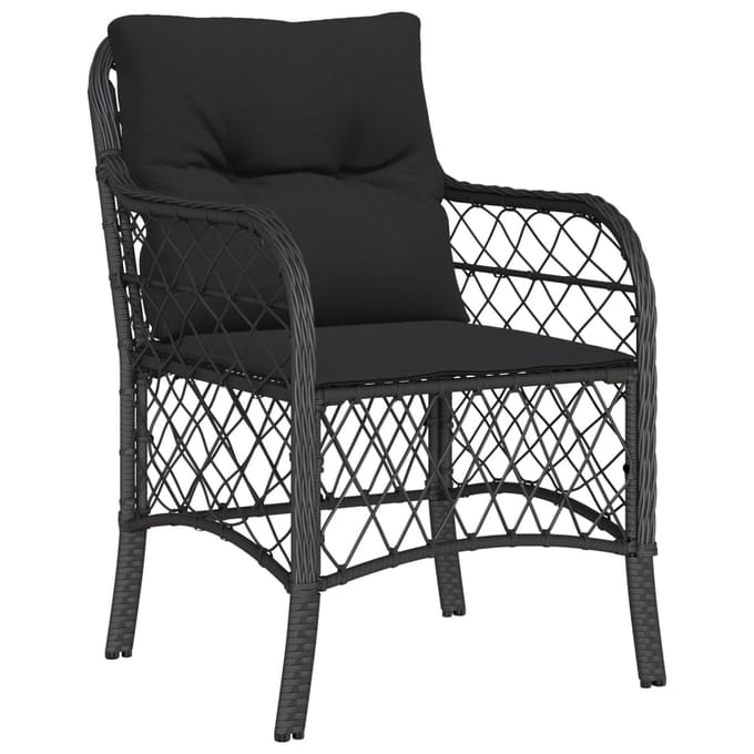 vidaXL - 7-delige - Tuinset - met - kussens - poly - rattan - zwart