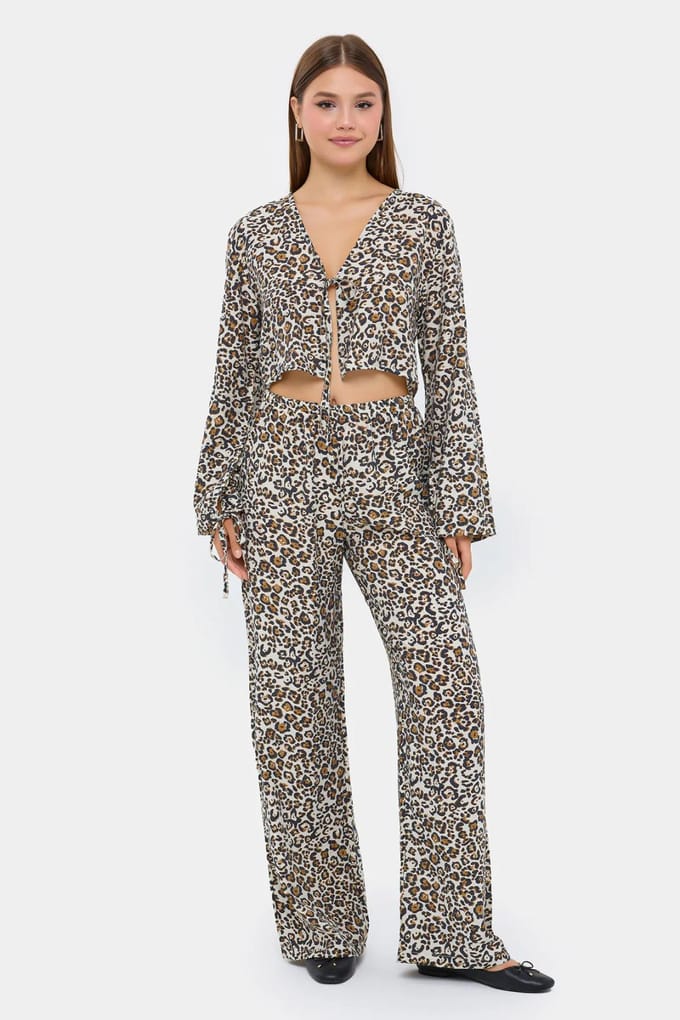 Dierenprint V-hals Hoge Taille Co-ord Set
