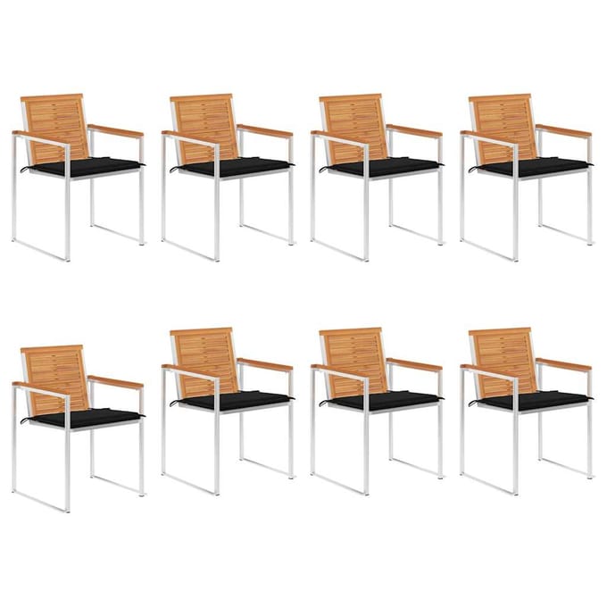 vidaXL - Tuinstoelen - 8 - st - met - kussens - massief - acaciahout