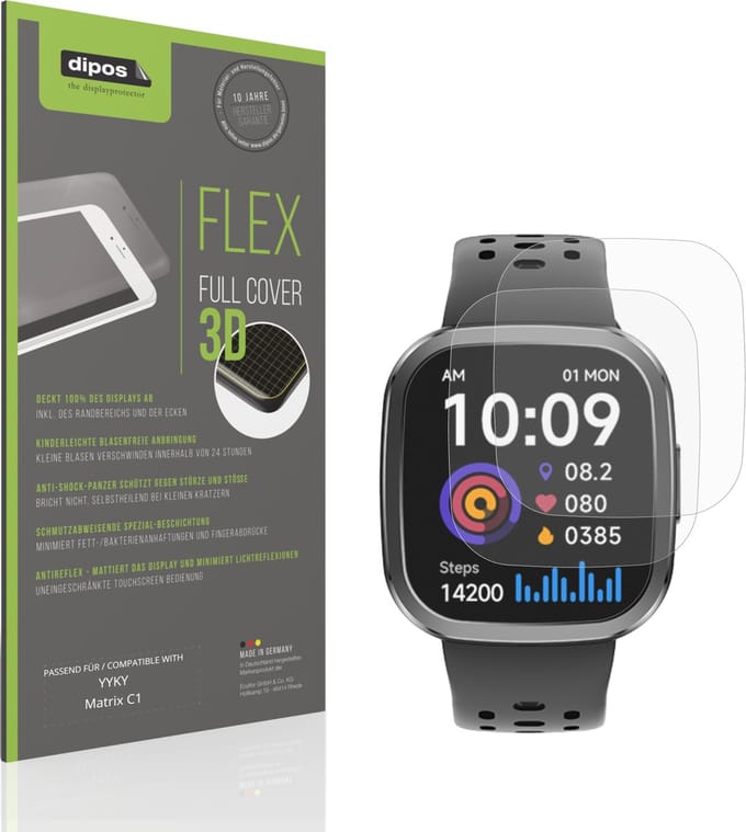 dipos FLEX – 2x Matte Screenprotector geschikt voor YYKY Matrix C1 | Volledige Schermbescherming | Case-Friendly