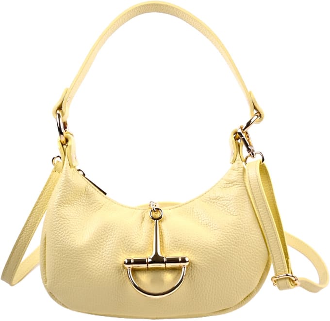 Giuliano Lederen handtas Gitte - Made in Italy - Geel