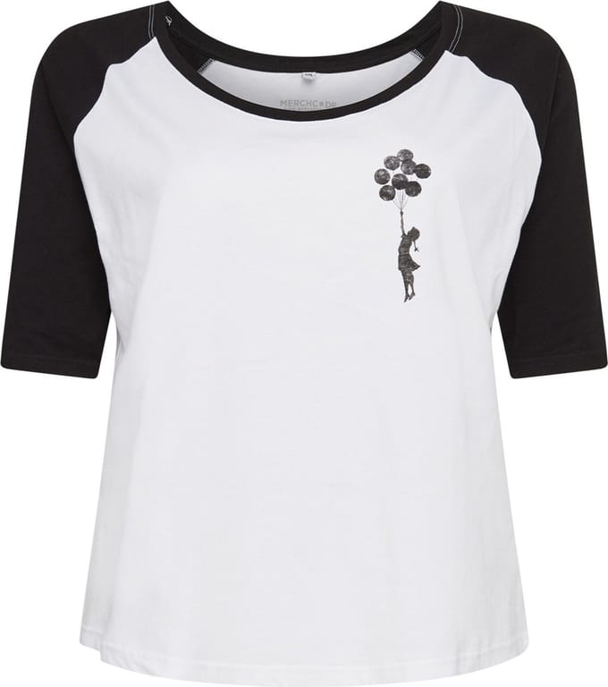 Merchcode Banksy - Brandalised Banksy's Graffiti Balloons Raglan top - 4XL - Wit/Zwart